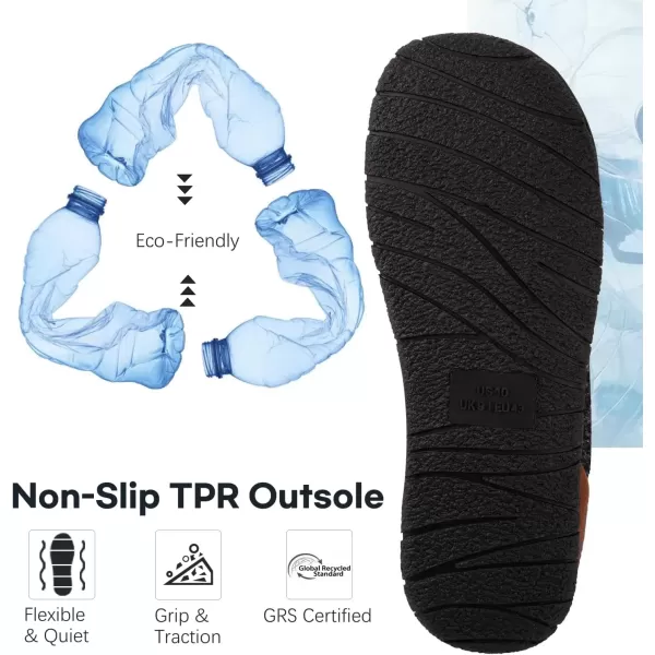 imageLongBay Mens Fuzzy Sherpa Lined Slippers Warm Memory Foam Nonslip Slippers Slipon House Shoes for Indoor OutdoorBlack