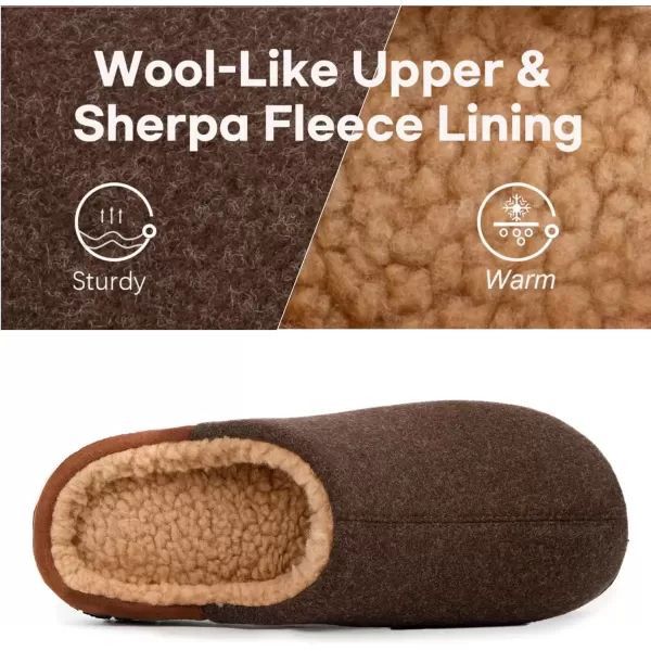 imageLongBay Mens Fuzzy Sherpa Lined Slippers Warm Memory Foam Nonslip Slippers Slipon House Shoes for Indoor OutdoorCoffee