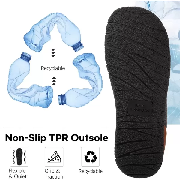 imageLongBay Mens Fuzzy Sherpa Lined Slippers Warm Memory Foam Nonslip Slippers Slipon House Shoes for Indoor OutdoorCoffee