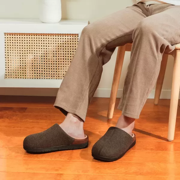 imageLongBay Mens Fuzzy Sherpa Lined Slippers Warm Memory Foam Nonslip Slippers Slipon House Shoes for Indoor OutdoorCoffee