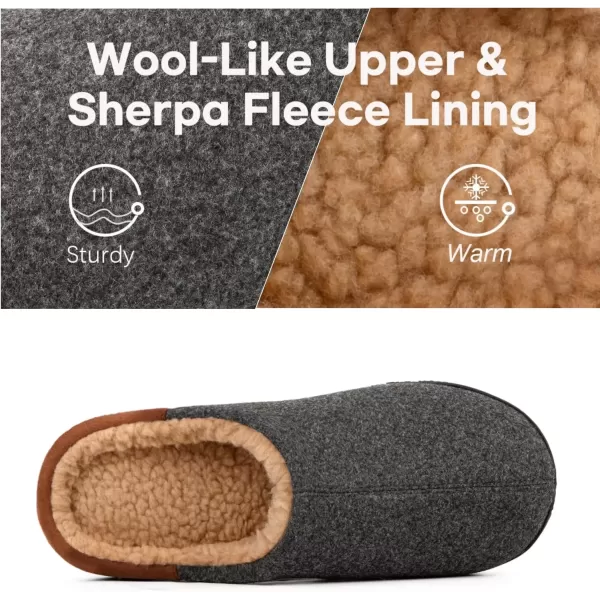 imageLongBay Mens Fuzzy Sherpa Lined Slippers Warm Memory Foam Nonslip Slippers Slipon House Shoes for Indoor OutdoorGrey
