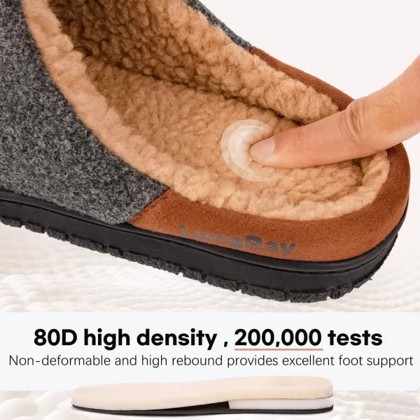 imageLongBay Mens Fuzzy Sherpa Lined Slippers Warm Memory Foam Nonslip Slippers Slipon House Shoes for Indoor OutdoorGrey