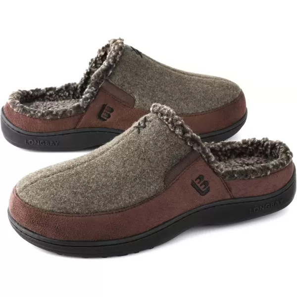 imageLongBay Mens Fuzzy Warm Memory Foam Moccasin Suede Slippers Slip On Clog House Shoes for Indoor Outdoor
