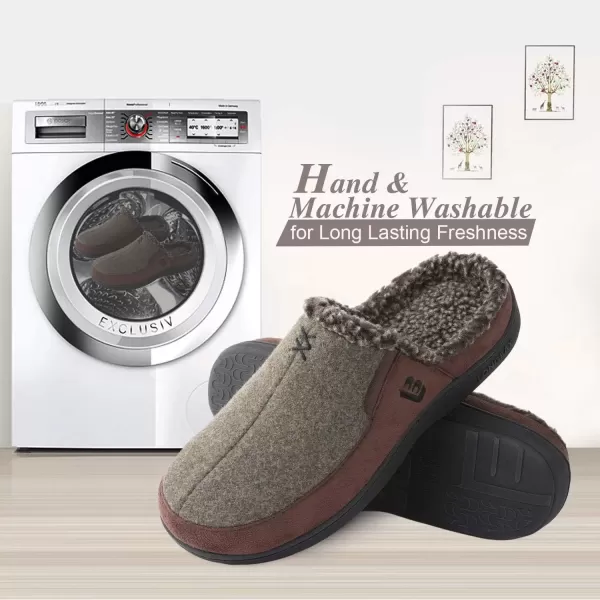 imageLongBay Mens Fuzzy Warm Memory Foam Moccasin Suede Slippers Slip On Clog House Shoes for Indoor Outdoor