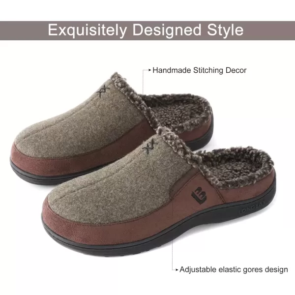 imageLongBay Mens Fuzzy Warm Memory Foam Moccasin Suede Slippers Slip On Clog House Shoes for Indoor Outdoor