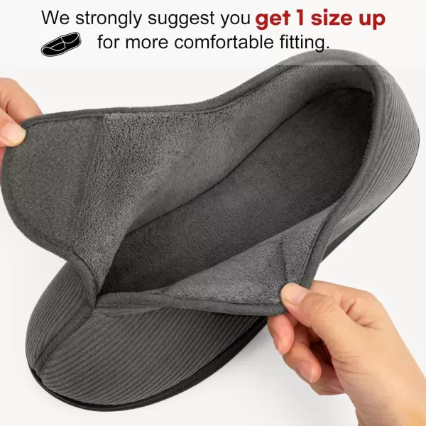 imageLongBay Mens Memory Foam Diabetic Slippers Comfy Warm Plush Fleece Arthritis Edema Swollen House ShoesAsh Grey