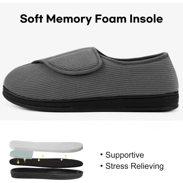 imageLongBay Mens Memory Foam Diabetic Slippers Comfy Warm Plush Fleece Arthritis Edema Swollen House ShoesAsh Grey