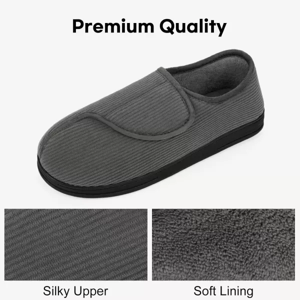 imageLongBay Mens Memory Foam Diabetic Slippers Comfy Warm Plush Fleece Arthritis Edema Swollen House ShoesAsh Grey