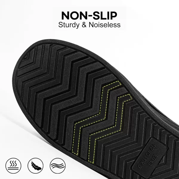 imageLongBay Mens Memory Foam Diabetic Slippers Comfy Warm Plush Fleece Arthritis Edema Swollen House ShoesBlack