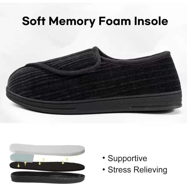 imageLongBay Mens Memory Foam Diabetic Slippers Comfy Warm Plush Fleece Arthritis Edema Swollen House ShoesBlack
