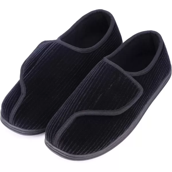 imageLongBay Mens Memory Foam Diabetic Slippers Comfy Warm Plush Fleece Arthritis Edema Swollen House ShoesBlack