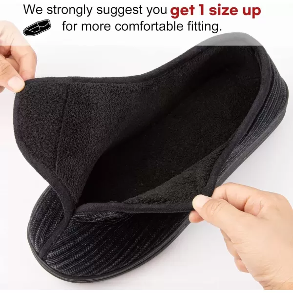 imageLongBay Mens Memory Foam Diabetic Slippers Comfy Warm Plush Fleece Arthritis Edema Swollen House ShoesBlack