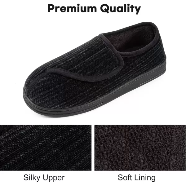 imageLongBay Mens Memory Foam Diabetic Slippers Comfy Warm Plush Fleece Arthritis Edema Swollen House ShoesBlack