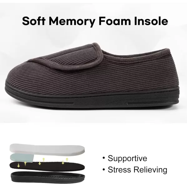 imageLongBay Mens Memory Foam Diabetic Slippers Comfy Warm Plush Fleece Arthritis Edema Swollen House ShoesDark Gray