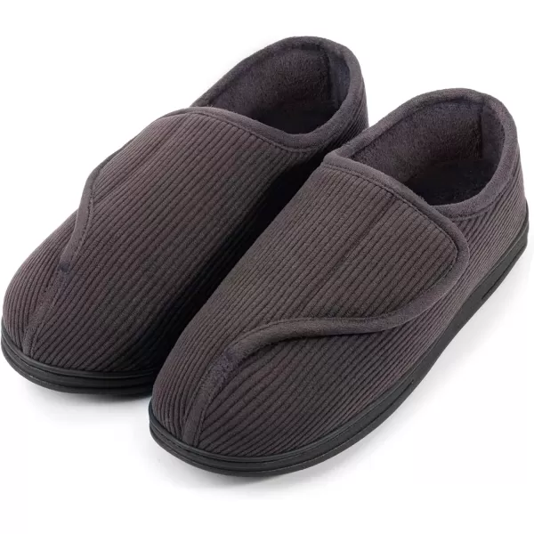 imageLongBay Mens Memory Foam Diabetic Slippers Comfy Warm Plush Fleece Arthritis Edema Swollen House ShoesDark Gray