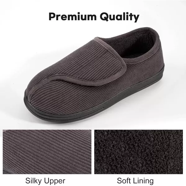 imageLongBay Mens Memory Foam Diabetic Slippers Comfy Warm Plush Fleece Arthritis Edema Swollen House ShoesDark Gray