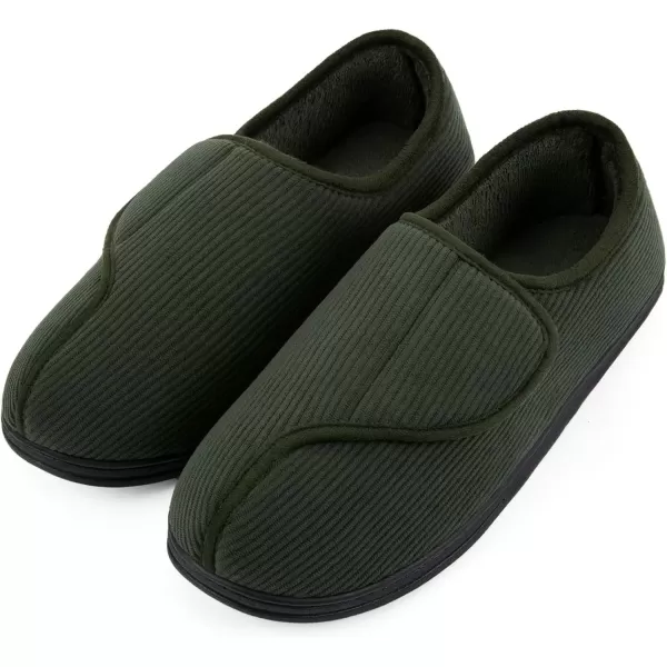 imageLongBay Mens Memory Foam Diabetic Slippers Comfy Warm Plush Fleece Arthritis Edema Swollen House ShoesGreen