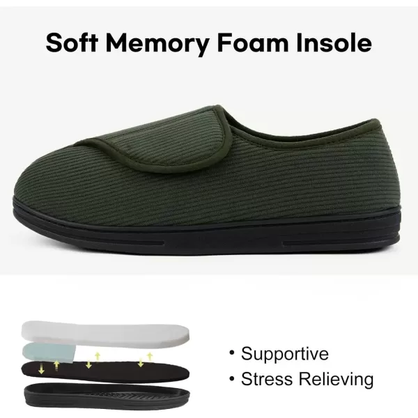 imageLongBay Mens Memory Foam Diabetic Slippers Comfy Warm Plush Fleece Arthritis Edema Swollen House ShoesGreen