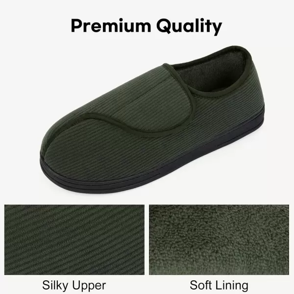 imageLongBay Mens Memory Foam Diabetic Slippers Comfy Warm Plush Fleece Arthritis Edema Swollen House ShoesGreen