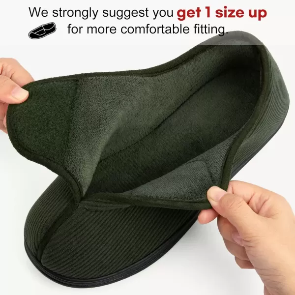 imageLongBay Mens Memory Foam Diabetic Slippers Comfy Warm Plush Fleece Arthritis Edema Swollen House ShoesGreen