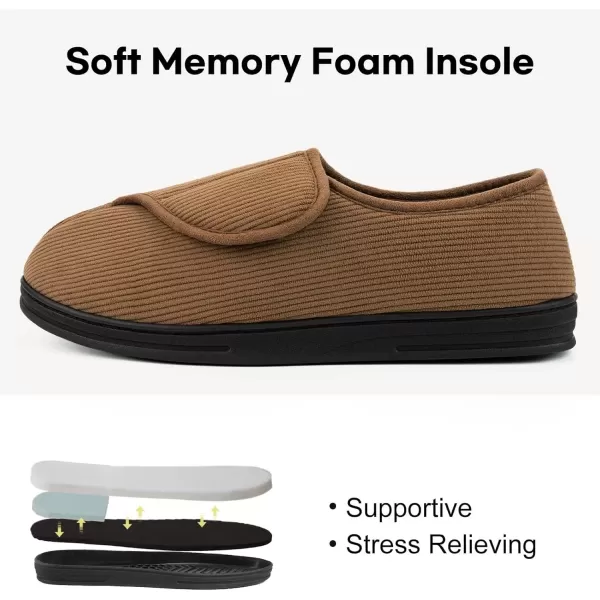 imageLongBay Mens Memory Foam Diabetic Slippers Comfy Warm Plush Fleece Arthritis Edema Swollen House ShoesKhaki