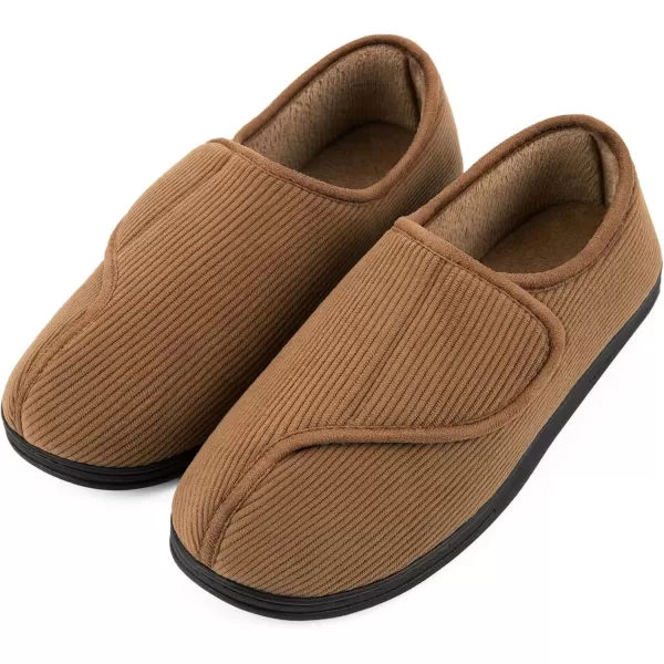 imageLongBay Mens Memory Foam Diabetic Slippers Comfy Warm Plush Fleece Arthritis Edema Swollen House ShoesKhaki