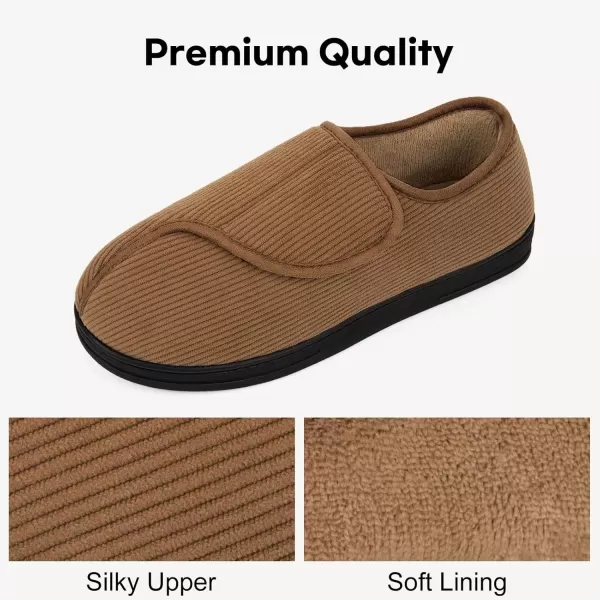 imageLongBay Mens Memory Foam Diabetic Slippers Comfy Warm Plush Fleece Arthritis Edema Swollen House ShoesKhaki
