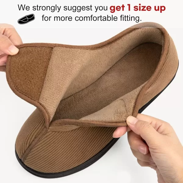 imageLongBay Mens Memory Foam Diabetic Slippers Comfy Warm Plush Fleece Arthritis Edema Swollen House ShoesKhaki
