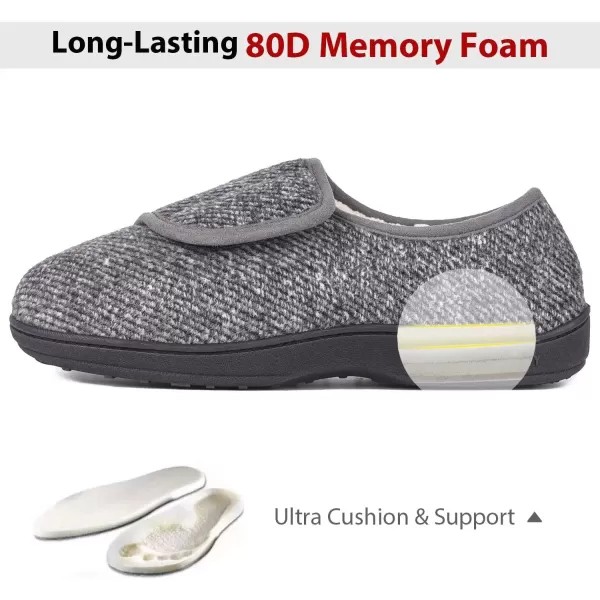 imageLongBay Mens Memory Foam Diabetic Slippers Comfy Warm Plush Fleece Arthritis Edema Swollen House ShoesLight Grey