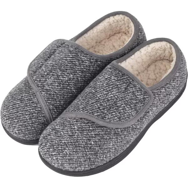 imageLongBay Mens Memory Foam Diabetic Slippers Comfy Warm Plush Fleece Arthritis Edema Swollen House ShoesLight Grey