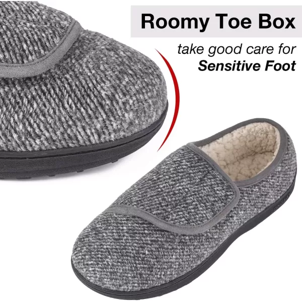 imageLongBay Mens Memory Foam Diabetic Slippers Comfy Warm Plush Fleece Arthritis Edema Swollen House ShoesLight Grey