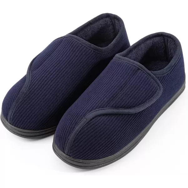 imageLongBay Mens Memory Foam Diabetic Slippers Comfy Warm Plush Fleece Arthritis Edema Swollen House ShoesNavy Blue