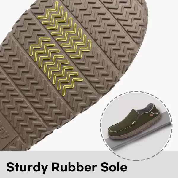 imageLongBay Mens Moccasin Slippers Cozy Breathable Memory Foam House Shoes for Indoor OutdoorArmy Green