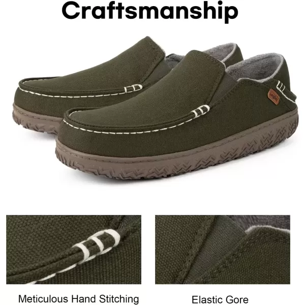 imageLongBay Mens Moccasin Slippers Cozy Breathable Memory Foam House Shoes for Indoor OutdoorArmy Green