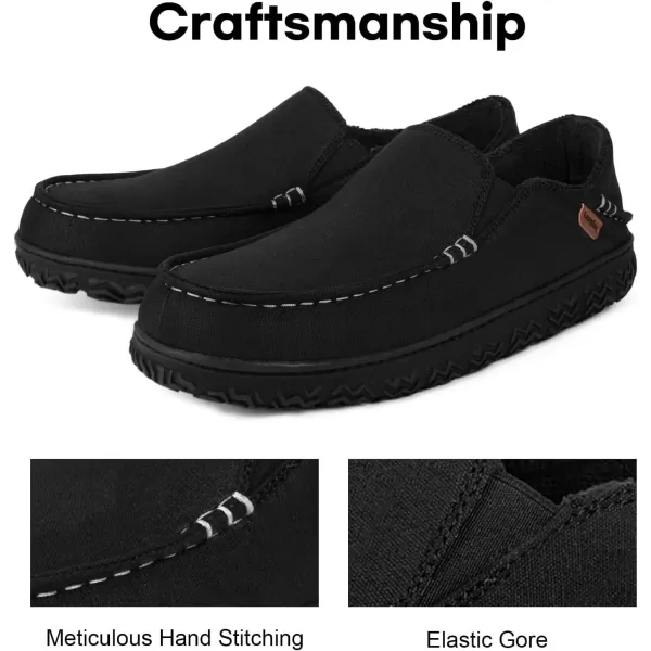 imageLongBay Mens Moccasin Slippers Cozy Breathable Memory Foam House Shoes for Indoor OutdoorBlack
