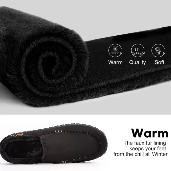 imageLongBay Mens Moccasin Slippers Cozy Breathable Memory Foam House Shoes for Indoor OutdoorCarbon Black