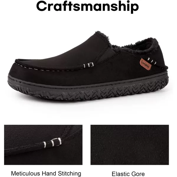 imageLongBay Mens Moccasin Slippers Cozy Breathable Memory Foam House Shoes for Indoor OutdoorCarbon Black
