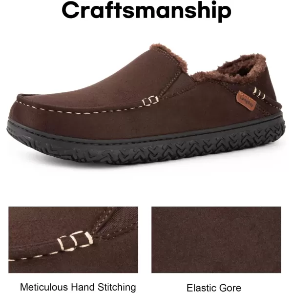 imageLongBay Mens Moccasin Slippers Cozy Breathable Memory Foam House Shoes for Indoor OutdoorCoffee