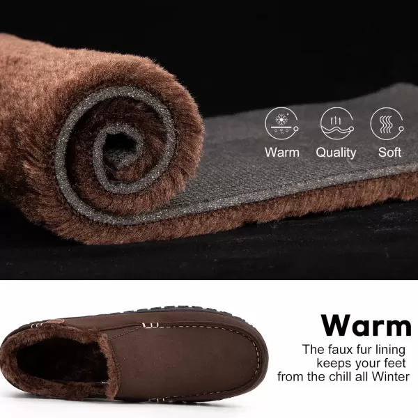 imageLongBay Mens Moccasin Slippers Cozy Breathable Memory Foam House Shoes for Indoor OutdoorCoffee