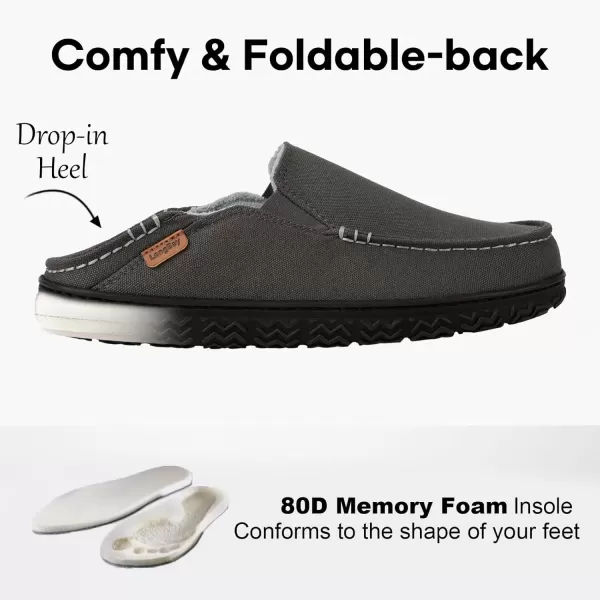imageLongBay Mens Moccasin Slippers Cozy Breathable Memory Foam House Shoes for Indoor OutdoorDark Grey