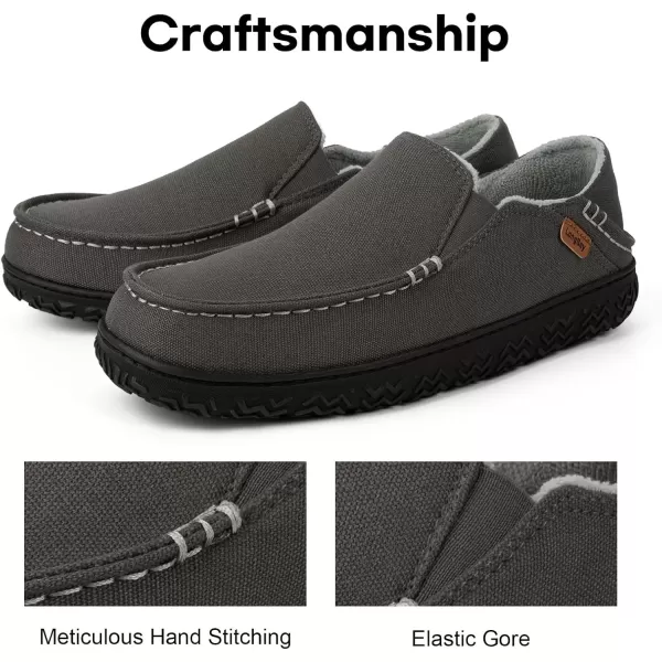 imageLongBay Mens Moccasin Slippers Cozy Breathable Memory Foam House Shoes for Indoor OutdoorDark Grey