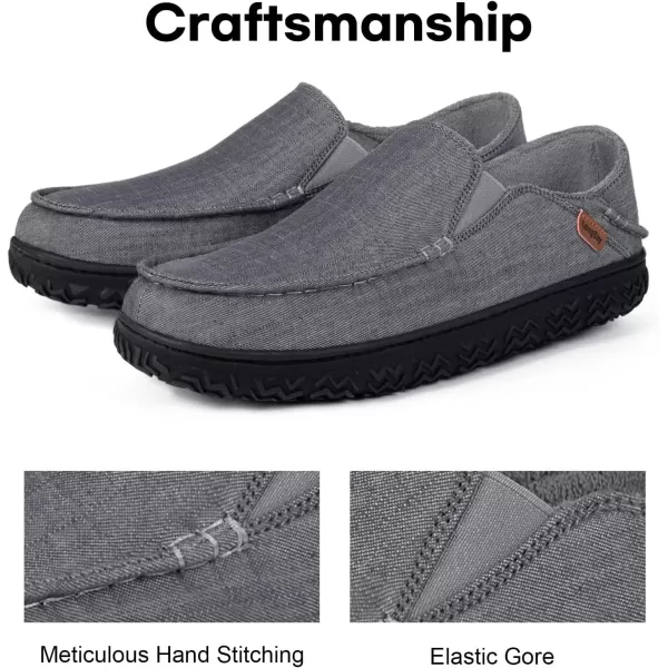 imageLongBay Mens Moccasin Slippers Cozy Breathable Memory Foam House Shoes for Indoor OutdoorGrey