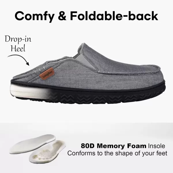 imageLongBay Mens Moccasin Slippers Cozy Breathable Memory Foam House Shoes for Indoor OutdoorGrey