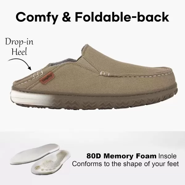 imageLongBay Mens Moccasin Slippers Cozy Breathable Memory Foam House Shoes for Indoor OutdoorKhaki