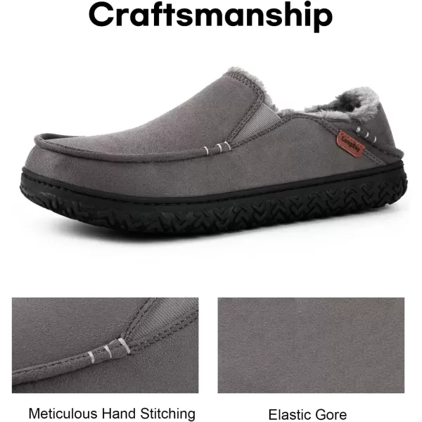 imageLongBay Mens Moccasin Slippers Cozy Breathable Memory Foam House Shoes for Indoor OutdoorLight Gray