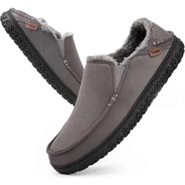 imageLongBay Mens Moccasin Slippers Cozy Breathable Memory Foam House Shoes for Indoor OutdoorLight Gray