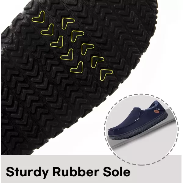 imageLongBay Mens Moccasin Slippers Cozy Breathable Memory Foam House Shoes for Indoor OutdoorNavy Blue