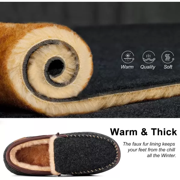 imageLongBay Mens Moccasin Slippers Warm Cozy House Shoes Indoor OutdoorBlack