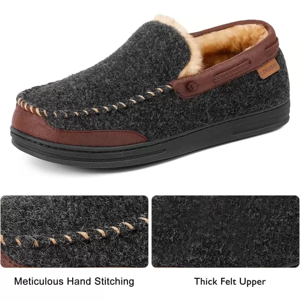 imageLongBay Mens Moccasin Slippers Warm Cozy House Shoes Indoor OutdoorBlack