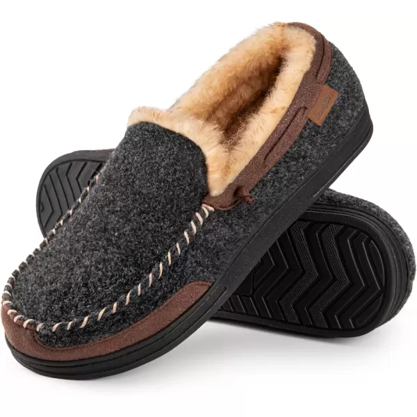 imageLongBay Mens Moccasin Slippers Warm Cozy House Shoes Indoor OutdoorBlack